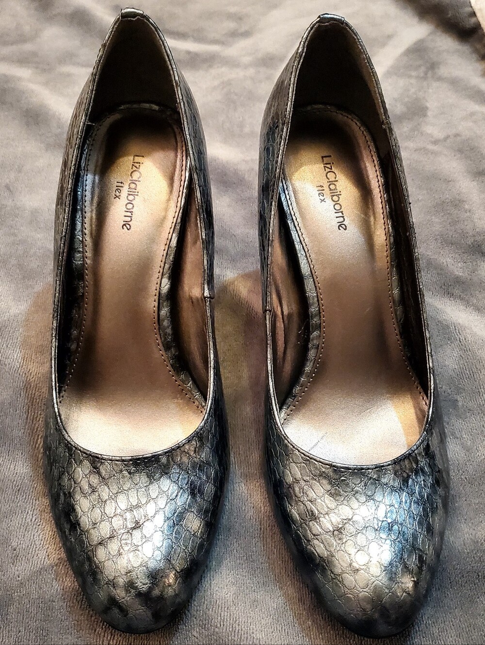 Liz Claiborne Flex Snakeskin Look High Heels Size 10M
